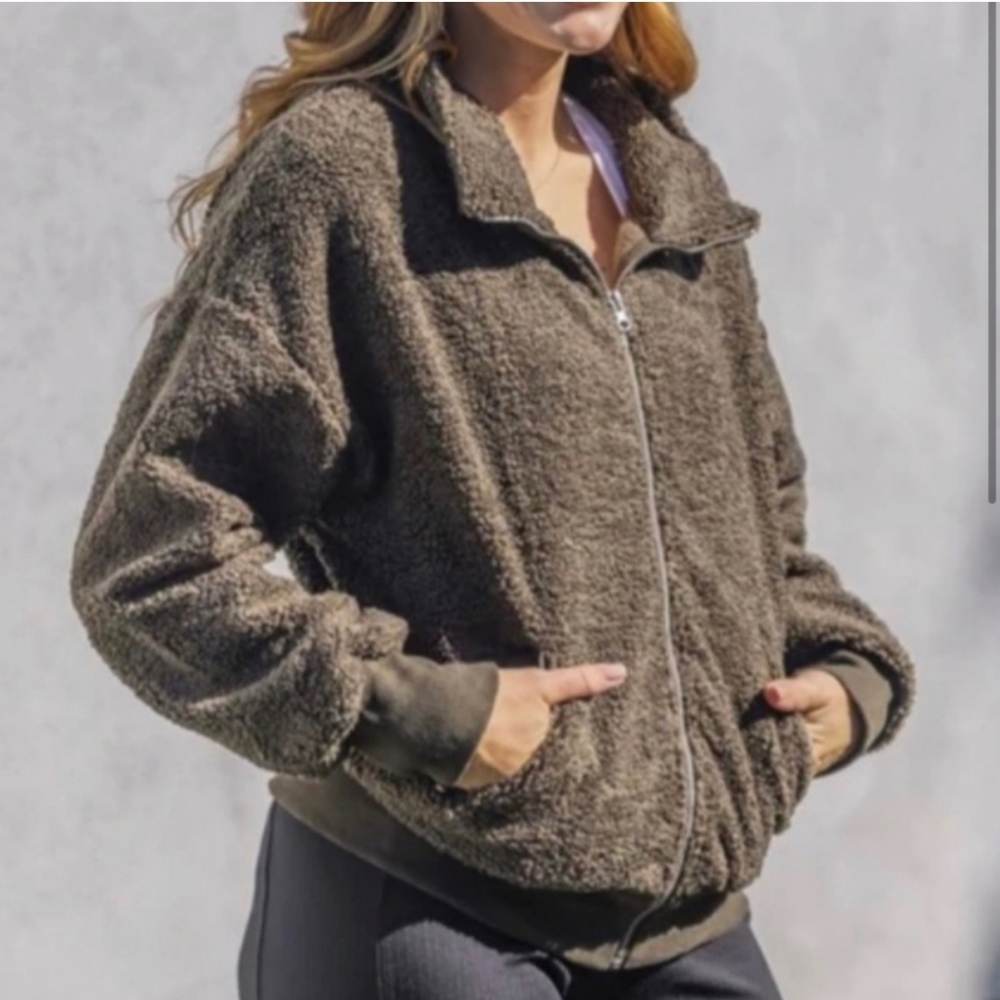 Senita Teddy Sherpa Bomber Jacket NWT